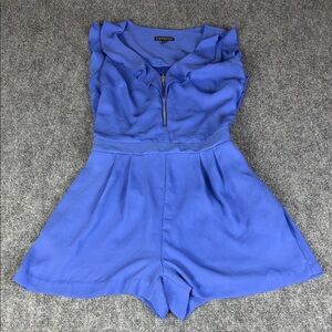 Express Blue Ruffled Jumpsuit
